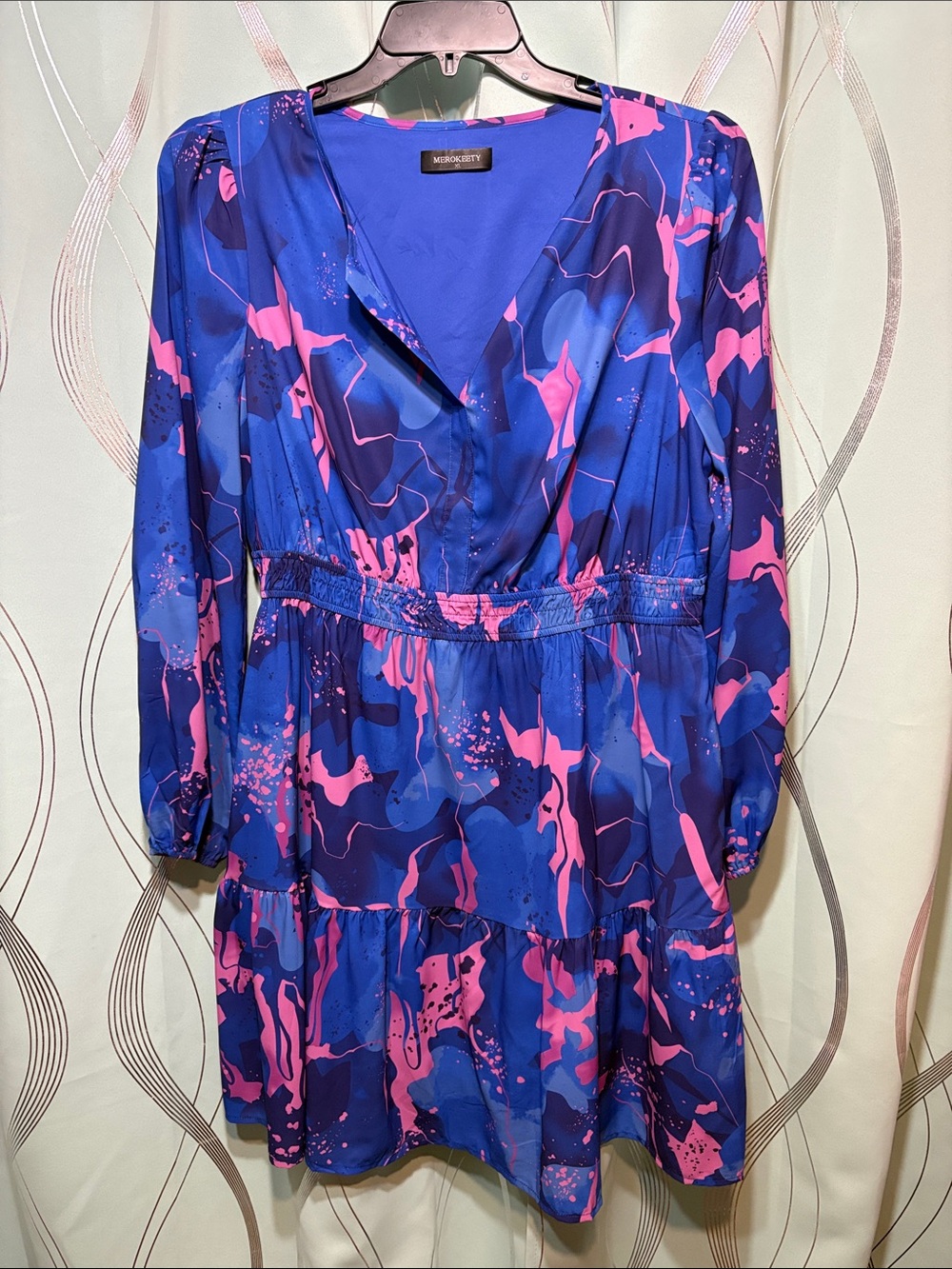Merokeety Blue & Pink Mini Dress